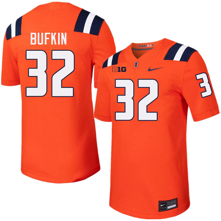 Men #32 CJ Bufkin Illinois Fighting Illini College Football Jerseys Stitched-Orange